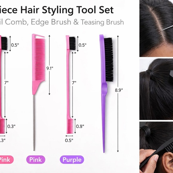 Pink Hair Styling Comb Set - Picture 8 of 8
